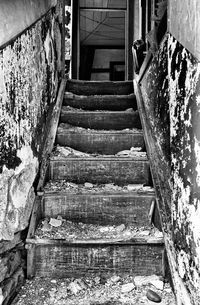 View of stairs in abandoned building