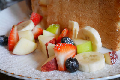 Close-up of strawberries in plate