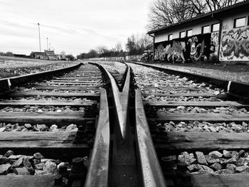 Railroad tracks on railroad track