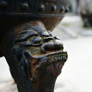 Close-up of rusty statue