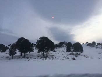 Scenic view of snow covered field