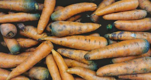 Full frame shot of carrots for sale in market