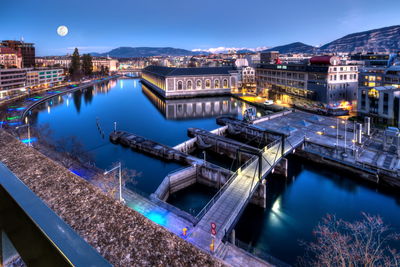 Bfm, cathedral and rhône river in geneva, switzerland - hdr