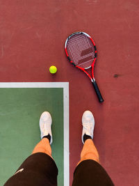 Tennis court , ball and racket, lines, minimalism 