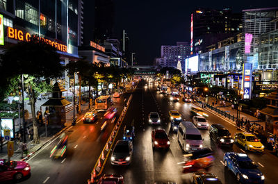 Traffic on road at night