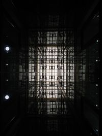 Low angle geometric view of skylight in building