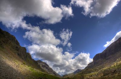 Low angle view of mountains against sky