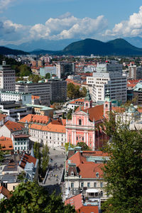 High angle view of townscape against sky