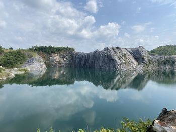 Scenic view of lake against sky