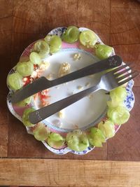 High angle view of cake on table