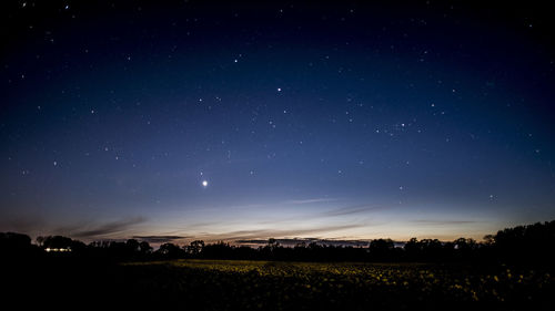 Scenic view of field against sky at night