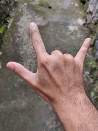 Midsection of person against blurred background