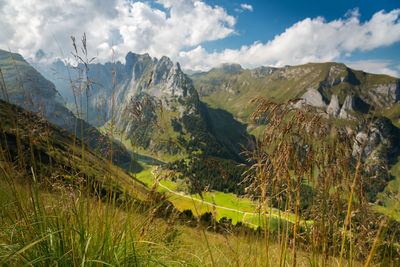 Scenic view of mountains against sky