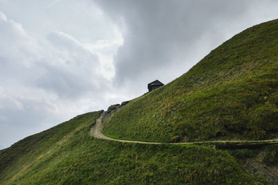 Low angle view of land against sky