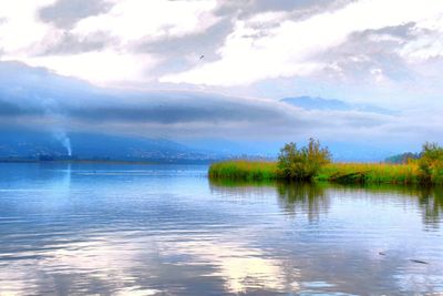 Scenic view of lake against sky