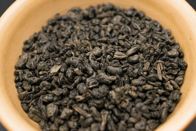 Directly above shot of coffee beans in bowl