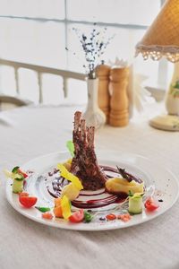 Close-up of food on table