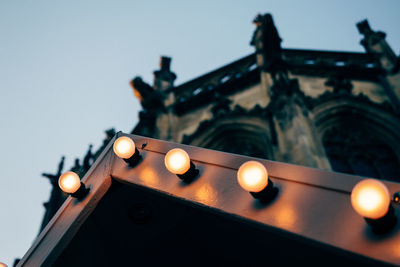 Low angle view of illuminated building