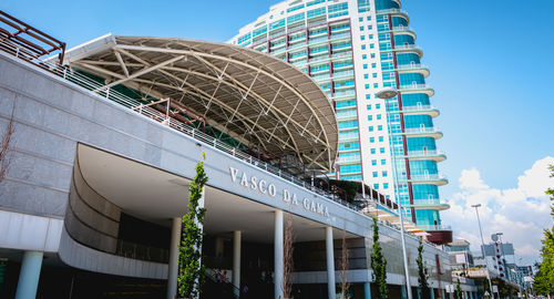 Low angle view of modern building against sky