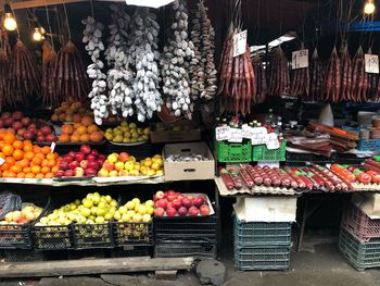 Various fruits for sale at market stall