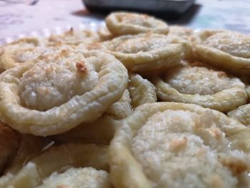 High angle view of fried egg in plate