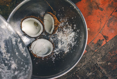 High angle view of food in container