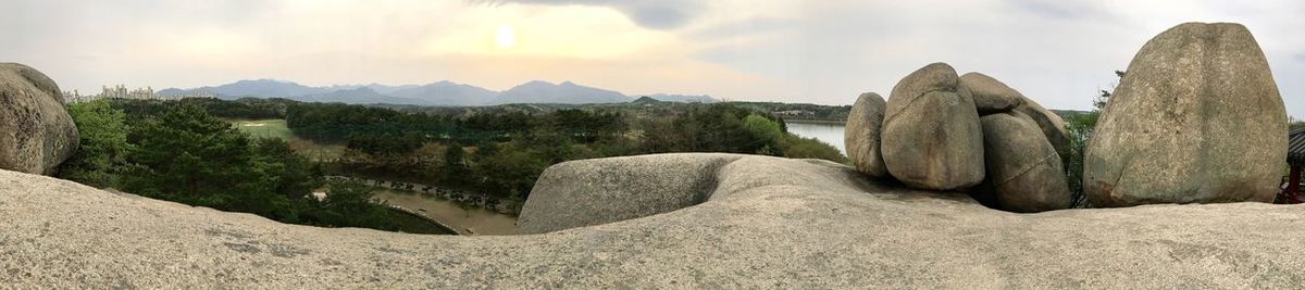 Panoramic view of mountains against sky