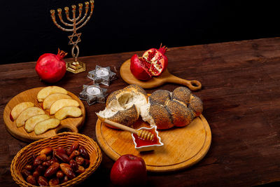 High angle view of food on table