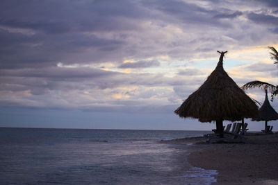 Scenic view of sea against sky at sunset