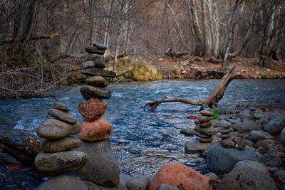Stack of stones in river
