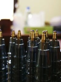 Close-up of wine bottles