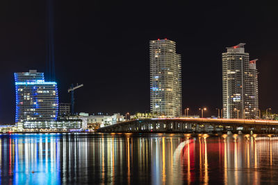 Illuminated city at night