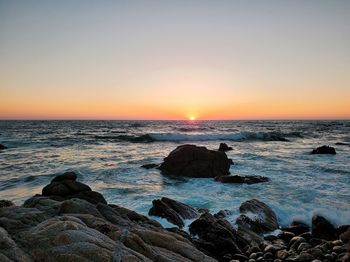 Scenic view of sea against sky during sunset