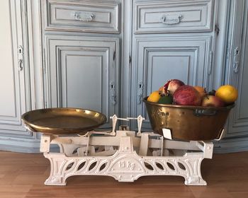 Fruits in basket on table