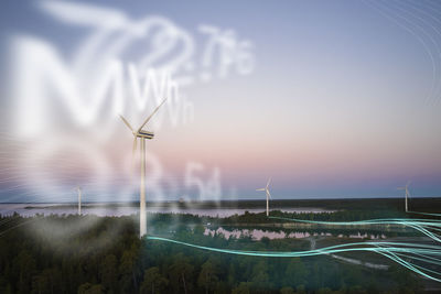 Aerial view of wind turbines