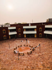 High angle view of birds in city