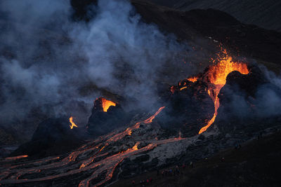 Aerial view of volcanic landscape