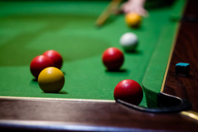 Balls on pool table