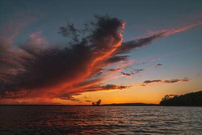 Scenic view of sea against sky during sunset