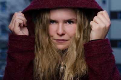 Close-up portrait of beautiful young woman