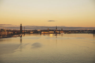 Stockholm cityscape at sunset, sweden