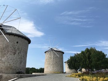 Traditional windmill against sky