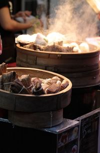 Close-up of food on table at market stall