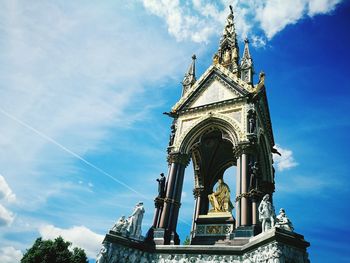 Low angle view of statue against sky