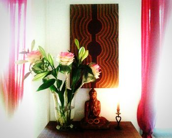 Close-up of pink flowers in vase