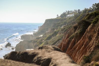 Scenic view of sea against clear sky