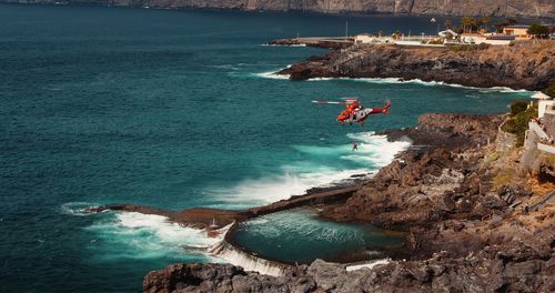High angle view of sea against sky