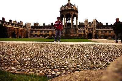 Tourists in front of historic building