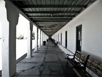 Empty benches in corridor