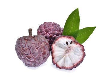 Close-up of fruits against white background